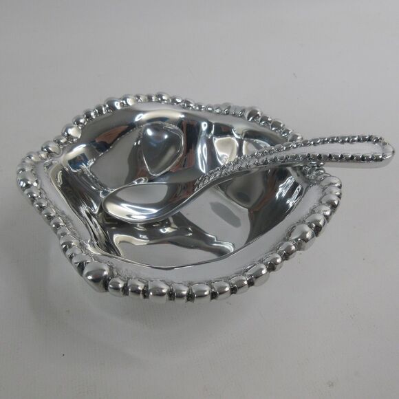 Beatriz Ball Handmade Pearl Nova Small Metallic Serving Bowl 5.5" w/ Spoon Bag - Picture 4 of 5